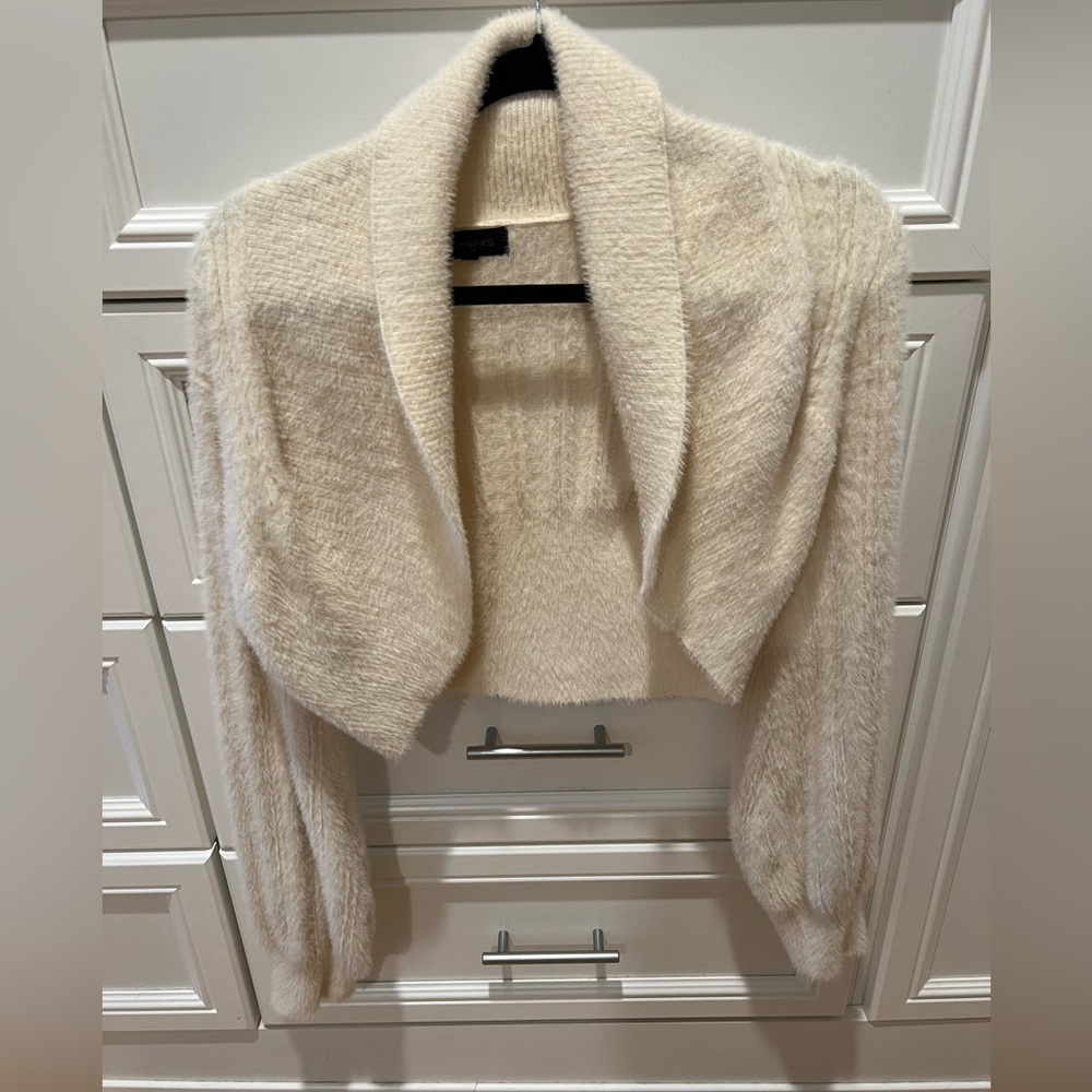 Cream Fuzzy Shrug Sweater